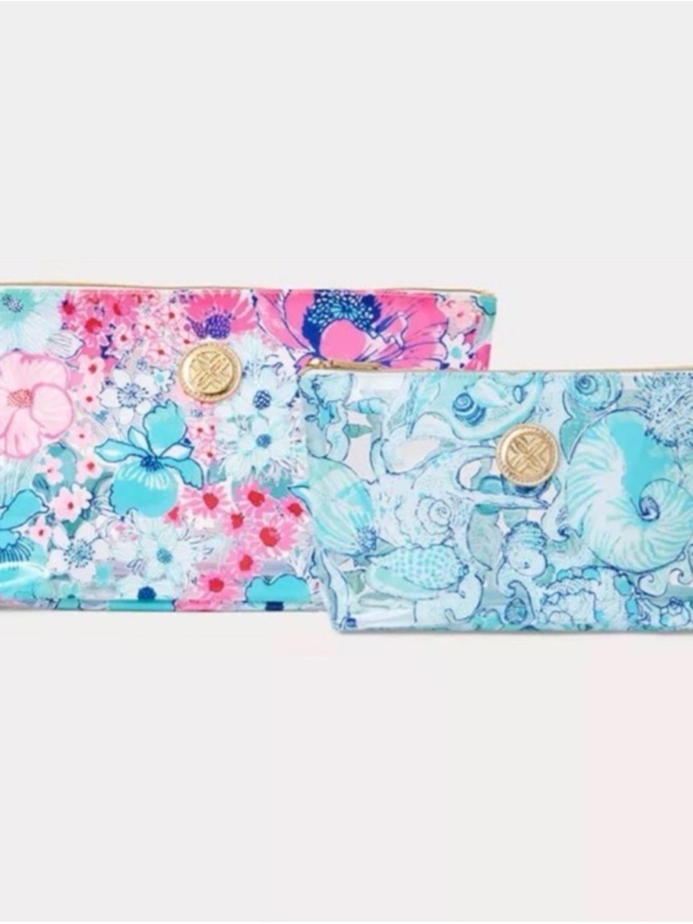 Lilly Pulitzer Pink & Aqua Floral Pouches